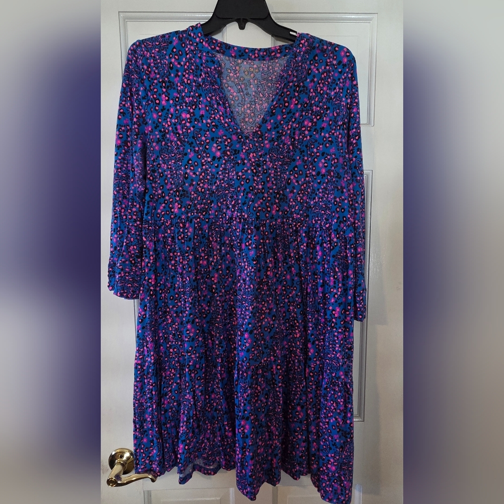 Lilly Pulitzer Blue and Pink Floral Long Sleeve Dress